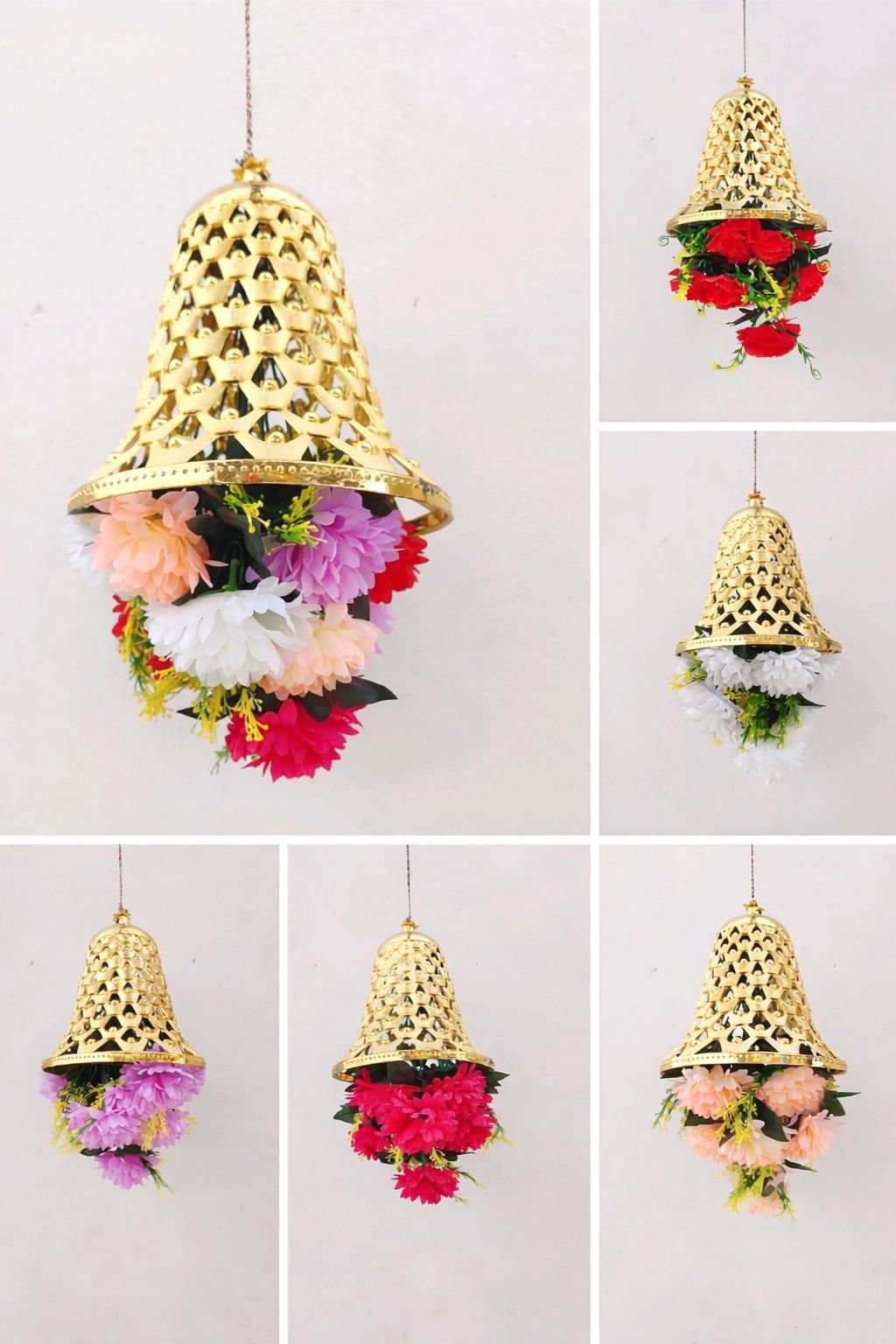 Gold bell floral hanging in assorted colours