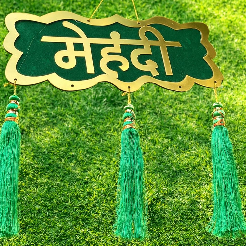 Green Mehndi sign with tassels