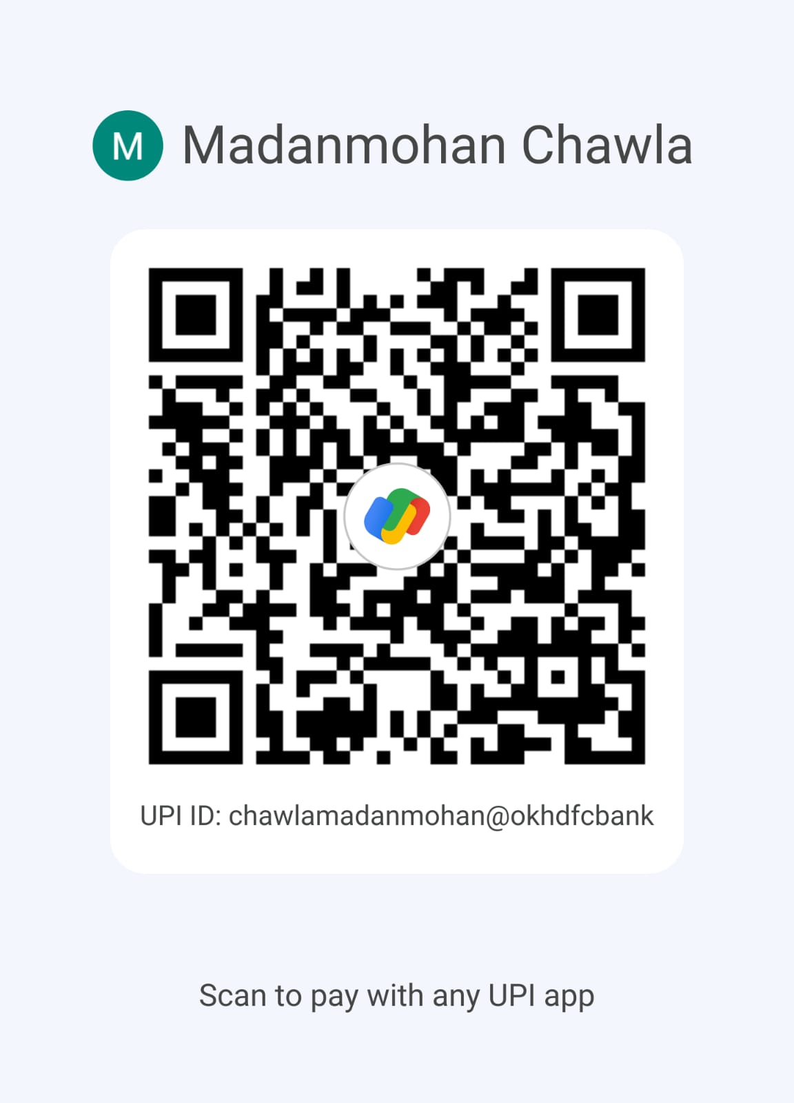 UPI QR code for Madanmohan Chawla